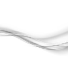 Wall Mural - Grey mild liquid transparent smoke waves border divider over white background