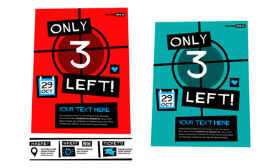 Only Three Left Poster Vector Template With Text Box Date Venue and Time