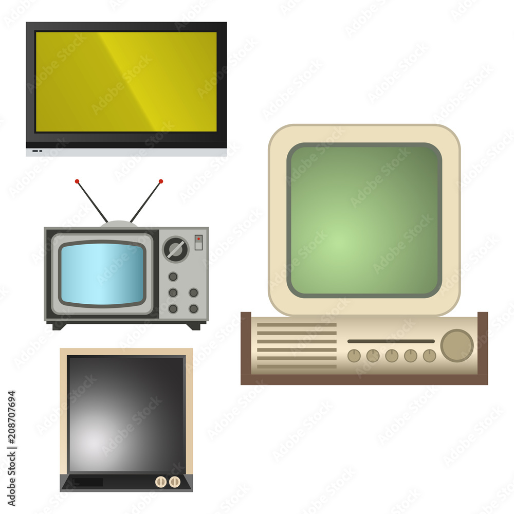 Vetor TV vector screen lcd monitor and notebook, tablet computer, retro ...