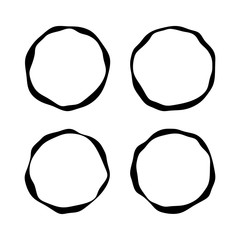 Black round icon set, asian logo templates, brush stroke circle