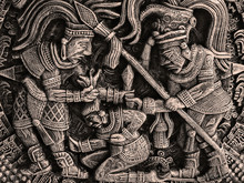 Bas-relief With Representing Aztecs - Ancient Militant Mexican Tribe 