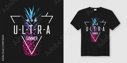 Cuadros en Lienzo Ultra summer. Stylish t-shirt and apparel modern design with neo