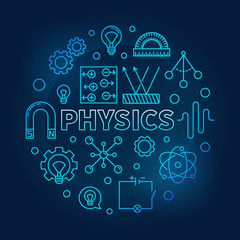 Wall Mural - Physics vector round blue science and education illustration