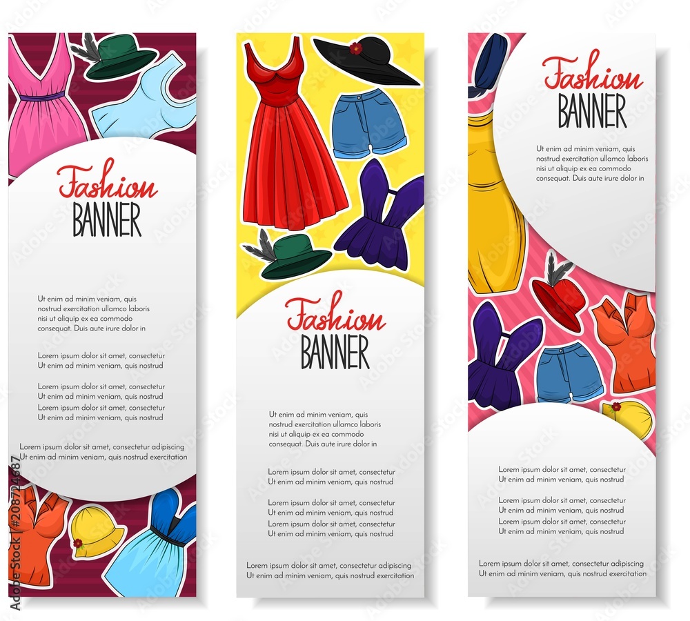 Set of 3 vertical brochure with clothing and accesories for women. Boutique, shop advertisement concept. Template for flyer, magazine, poster,cover, banner,greeting card,invitation. Vector Stock Vector | Adobe Stock set-of-3-vertical-brochure-with-clothing-and-accesories-for-women-boutique-shop-advertisement-concept-template-for-flyer-magazine-poster-cover-banner-greeting-card-invitation-vector-stock-vector-adobe-stock