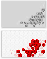 Wall Mural - White and grey backgrounds with red geometric pattern.