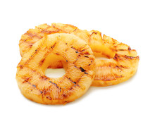 Grilled Pineapple Slices On White Background