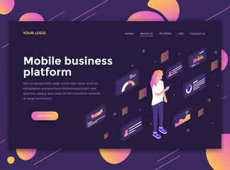Wall Mural - flat modern design of website template - mobile business platform