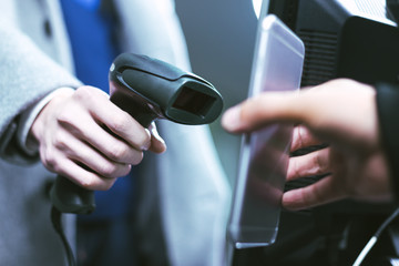 qr code payment , online shopping , cashless technology concept