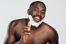 African American Man Smears Shaving Cream