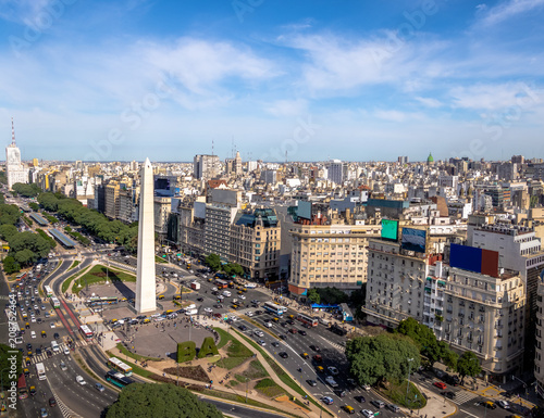 Fotomural Aerial view of Buenos Aires city with Obelisk and 9 de julio avenue - Buenos Air