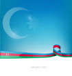 azerbaijan ribbon flag on blue sky background
