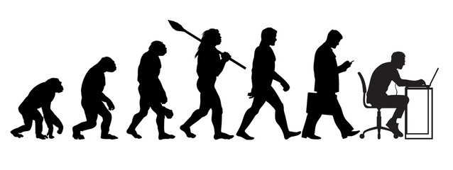 silhouette of theory of evolution of man