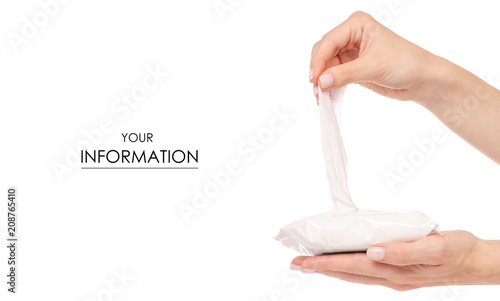 The wet wipe in hand pattern on white background isolation Poster Mural XXL