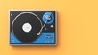 Retro record - vinyl player isolated on colored background.3D illustration.
