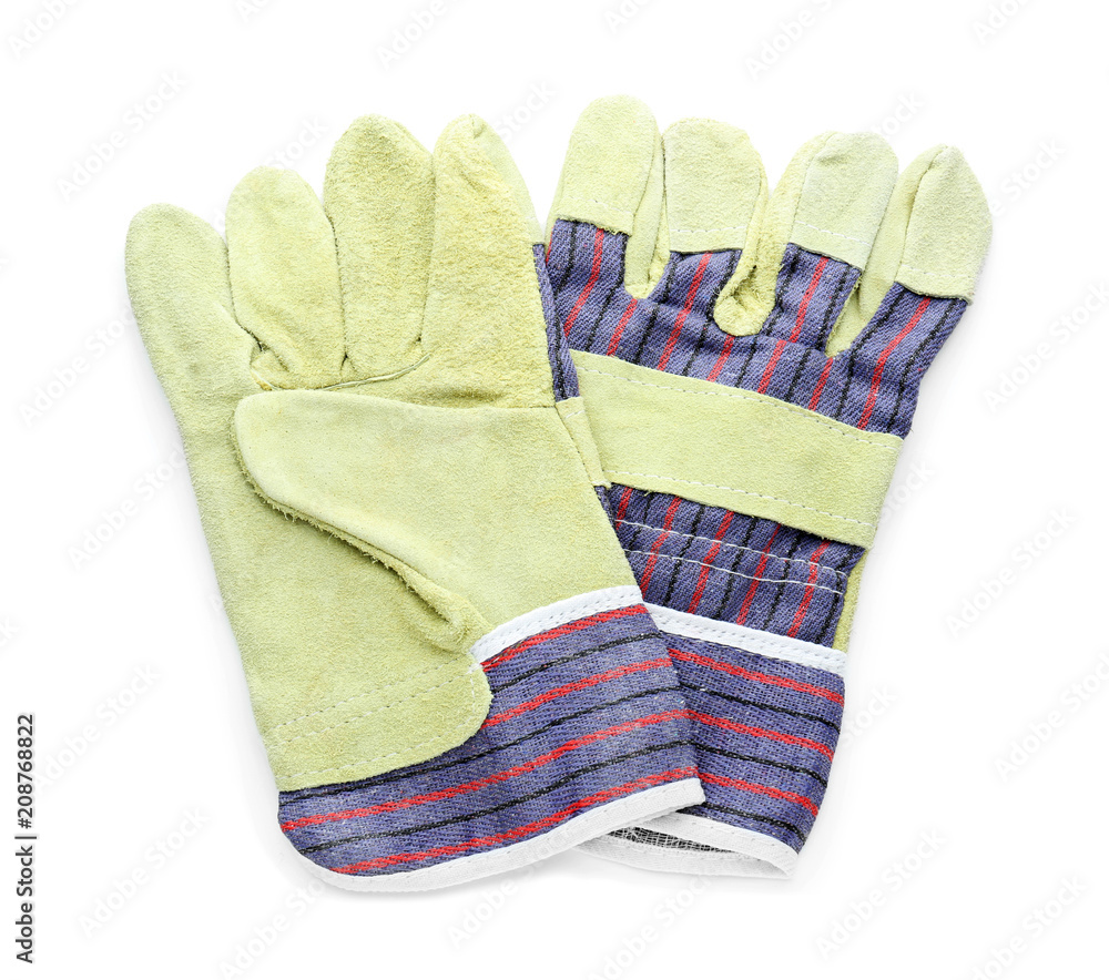 Gloves for gardening on white background