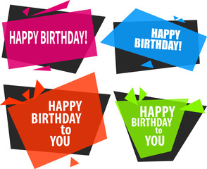 Wall Mural - Colorful Happy Birthday labels isolated on white.