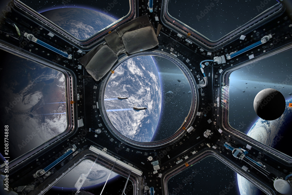 Recess Fitting View From A Porthole Of Space Station On The