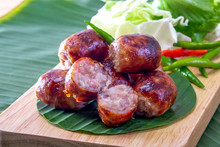 Isaan Sausage Or Thai Northeastern Sausage .