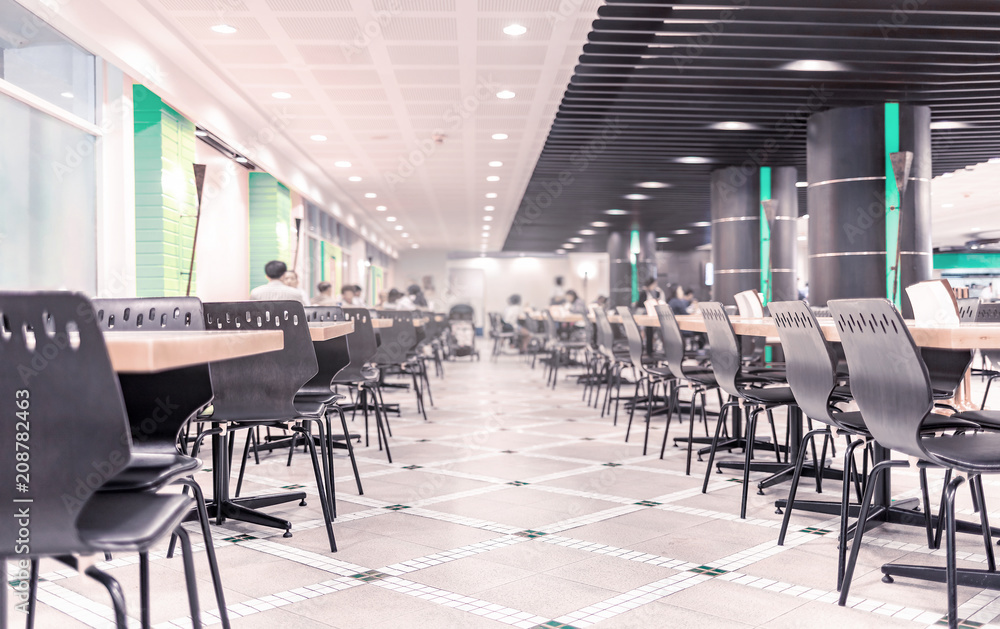 Modern interior of cafeteria or canteen with chairs and tables Stock ...