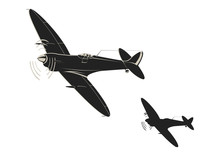Simplistic Sticker Of World War II Fighter Aircraft. Flat Vector.
