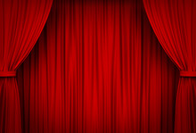 Red Stage Curtains . 3D Rendering.