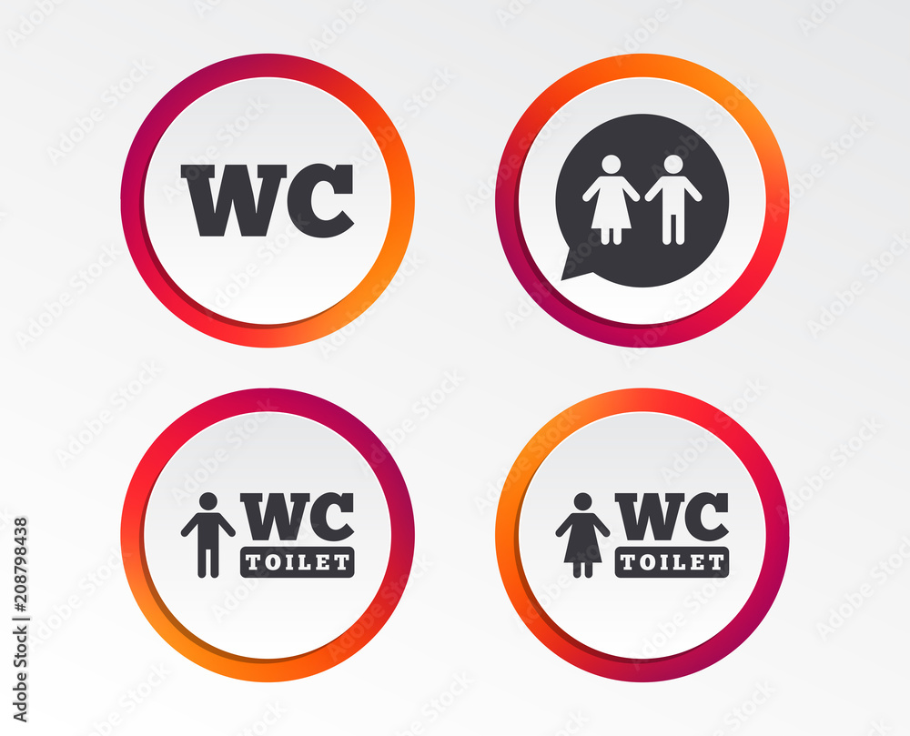 WC Toilet icons. Gents and ladies room signs. Man and woman speech ...