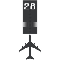 Wall Mural - Airplane on the runway icon in simple style isolated on white background vector illustration