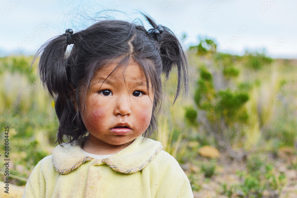 Little dirty native american girl in the countryside. Stock  display picture 2