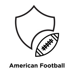 Wall Mural - American Football Team Emblem icon vector sign and symbol isolated on white background, American Football Team Emblem logo concept, outline symbol, linear sign