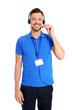 © New Africa - Male technical support operator with headset on white background