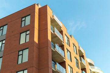 Wall Mural - Modern condo buildings with huge windows and balconies in Montreal, Canada. 