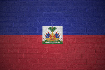 Flag of Haiti on brick wall, 3d illustration