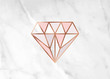 © TWINS DESIGN STUDIO - Geometric rose gold diamond shape with marble background texture design for packaging, wedding card and cover template.