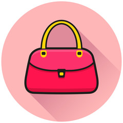 Wall Mural - handbag circle pink icon