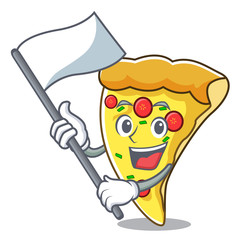 Canvas Print - With flag pizza slice mascot cartoon