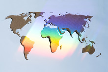 Illustration Of Rainbow Lights On World Map