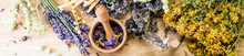 Preparation Of Herbs, Homeopathy, Dried Flowers, Banner