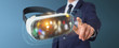 © sdecoret - Businessman using virtual reality glasses technology 3D rendering