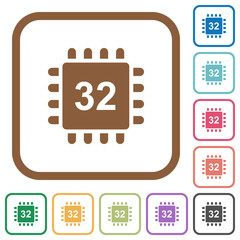 Canvas Print - Microprocessor 32 bit architecture simple icons