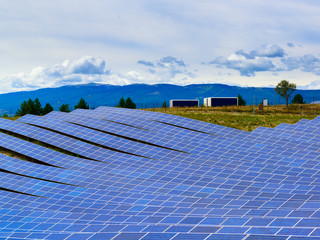 solar panels on the mountain plateau in provance, france