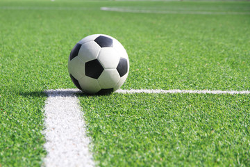  Soccer ball on grass field stadium 