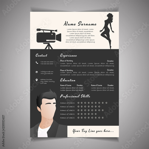 Creative Field Resume Template Can Be Use As Letterhead Or Cover Letter Professional Cv Design With Placeholder Stock Illustration Adobe Stock