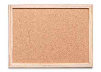 blank cork board mock up with corkboard texture background with wooden frame hanging on white wood w