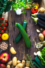 Wall Mural - Vegetables on wood