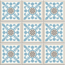 Old Floor Ceramic Tiles. Cross Fleury Design. Flooring Tiling Seamless Vector  Illustration. Victorian English Floor Tiling Design. Portuguese Cement Tiles Pattern. Grey-blue And Golden Brown Colors