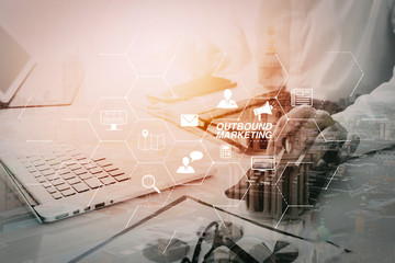 Poster - businessman hand working with finances about cost and calculater and latop with mobile phone on withe desk in modern office