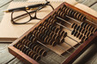 Vintage abacus close up