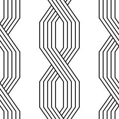Wall Mural - Black and white lines geometric art deco style simple seamless pattern, vector