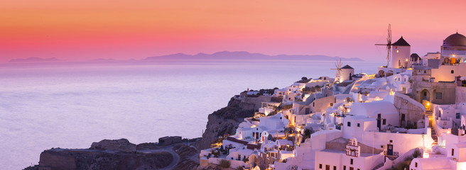 The famous sunset at Santorini in Oia village