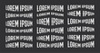 Lorem ipsum vector logo design element template, distorted text, retro serif font on black background.